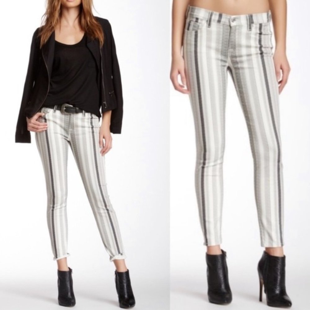 7 For All Mankind Striped Ankle Skinny Jeans Size 31